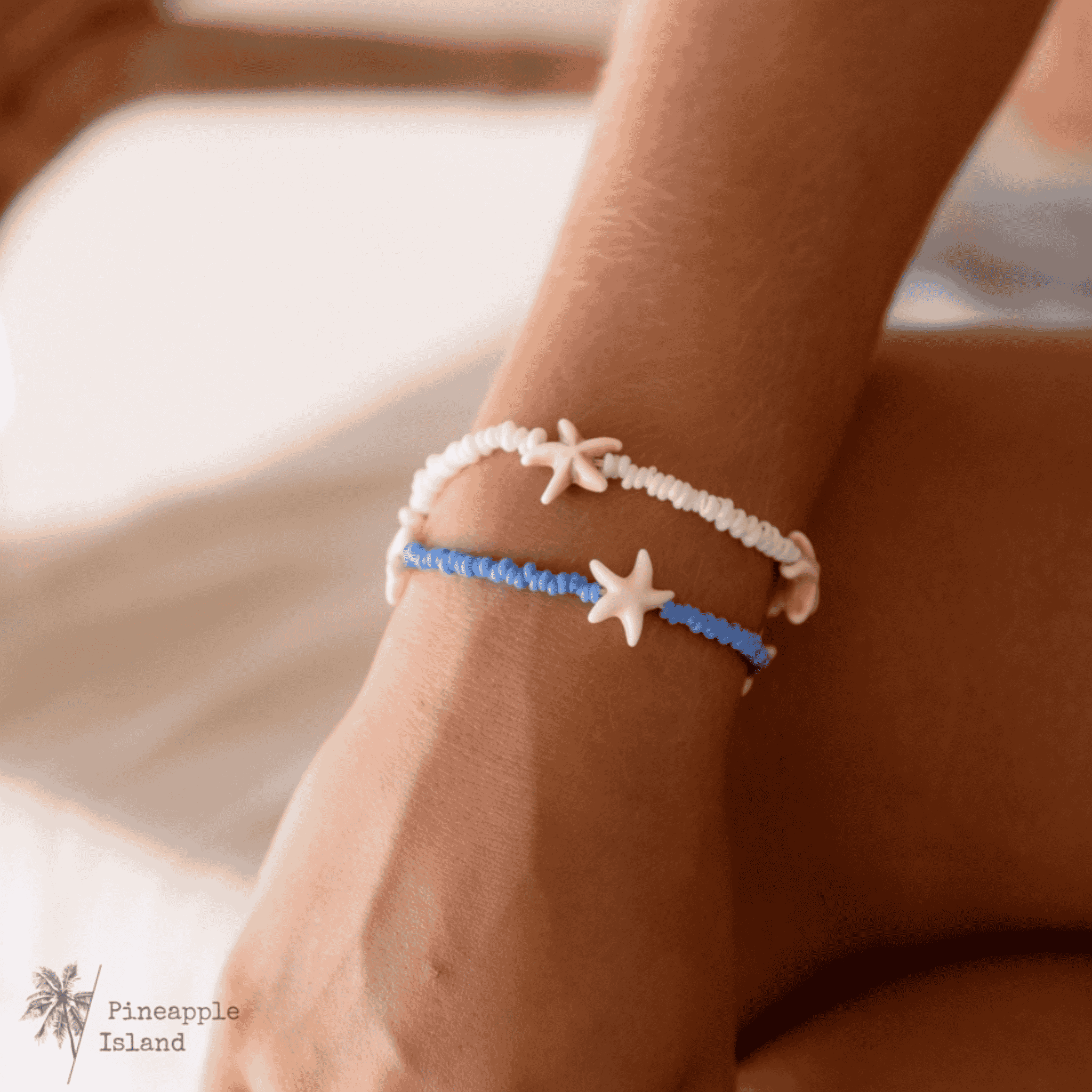 A delicate starfish charm necklace displayed on a light background; the dainty design evokes coastal beauty, perfect for beach lovers and ocean dreamers who want to carry a touch of the sea with them.