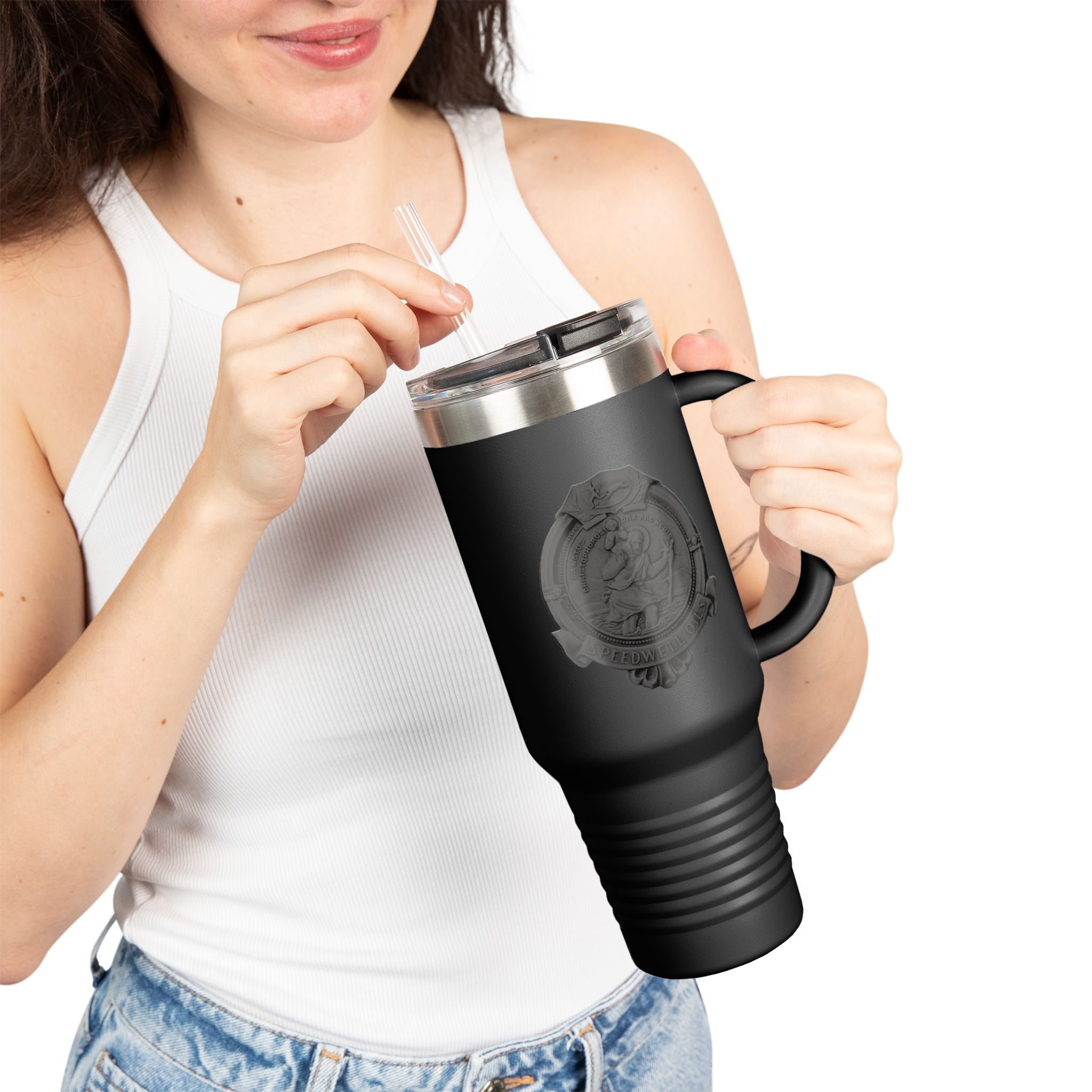 Insulated Travel Tumbler, 40oz - Speedwell Cup St. Christopher, Perfect for Outdoor Adventures, Personalized Gift, Eco-Friendly